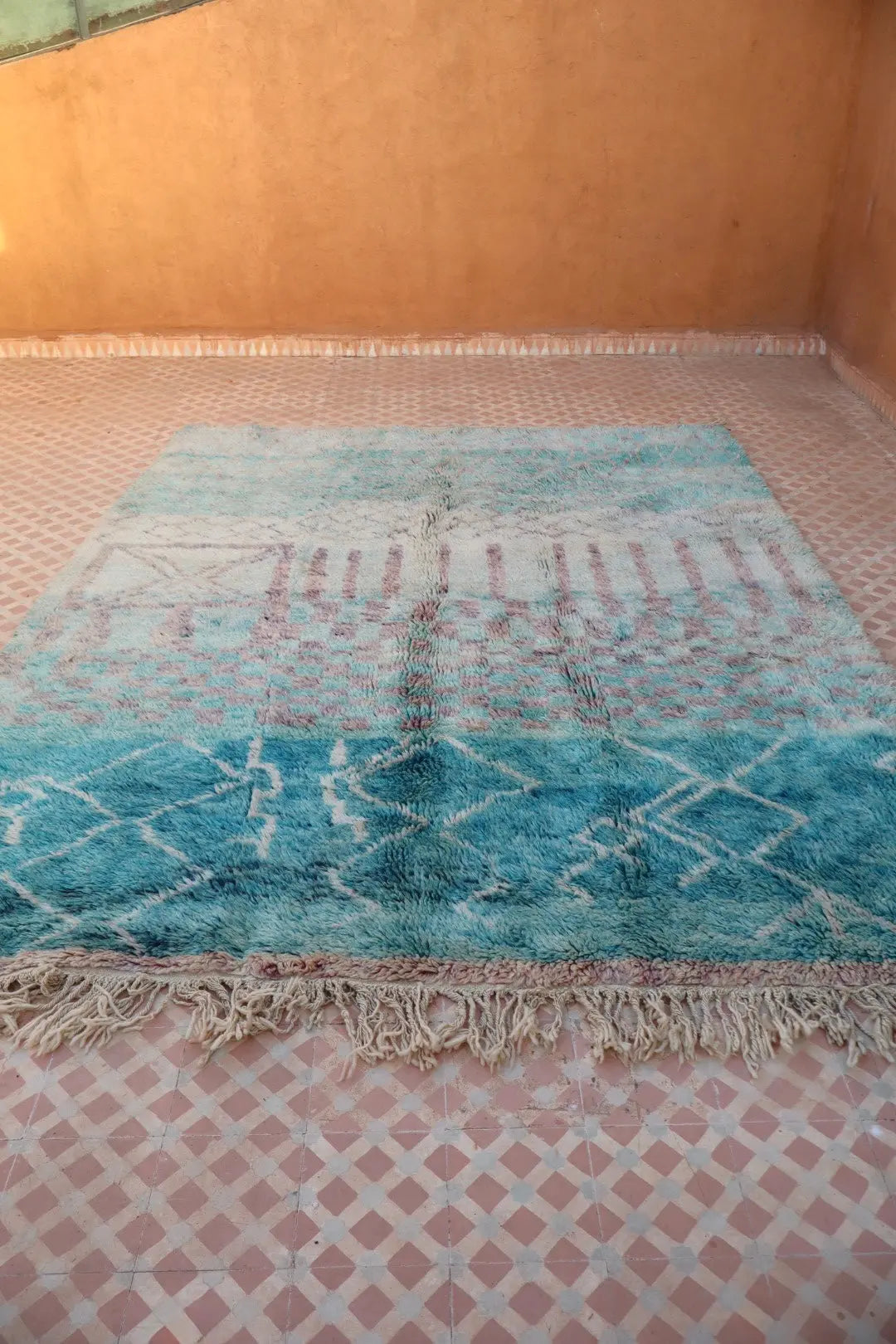 Tapis Berbère Coloré Bleu Béni Ouarain Qualité Supérieure - 290 x 212 cm Néda