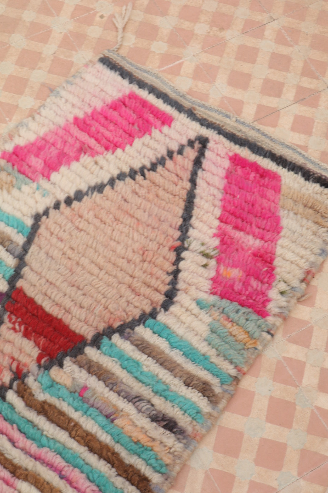 Tapis Couloir Boujad Marocain Coloré Losanges - 307 x 61 cm Néda