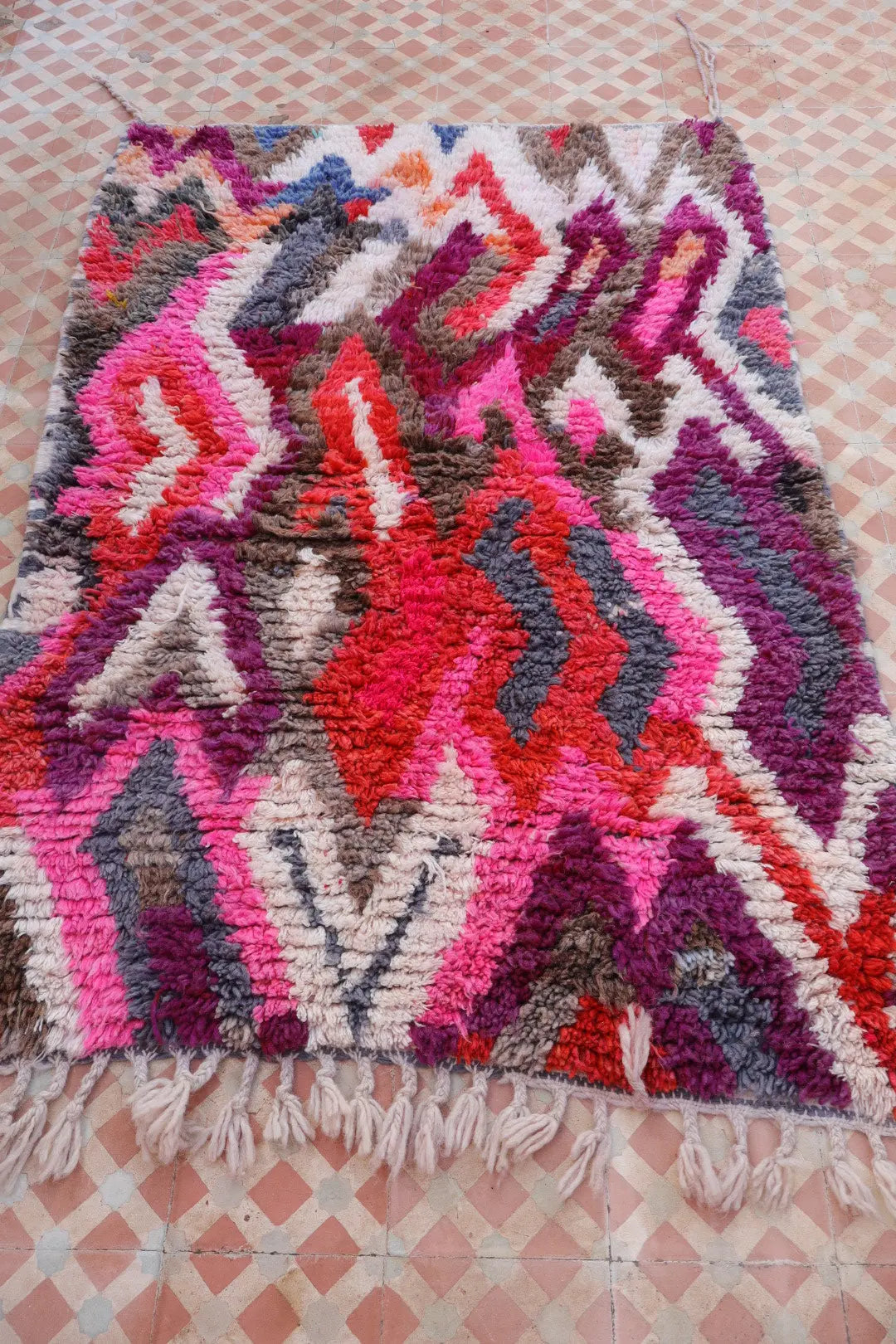 Tapis Berbère Boujad Coloré Violet Rose Rouge - 105 × 160 cm Néda