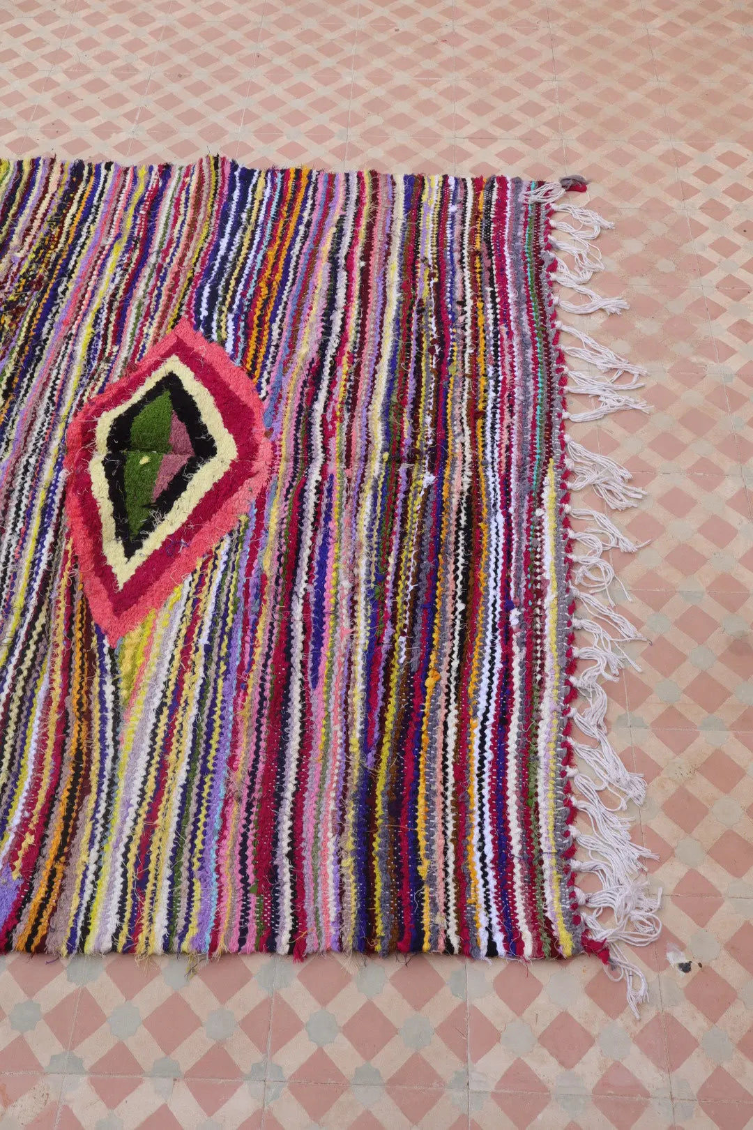 Tapis Berbère Kilim Boucherouite Coloré Multicolore Seventies - 264 x 140 cm Néda