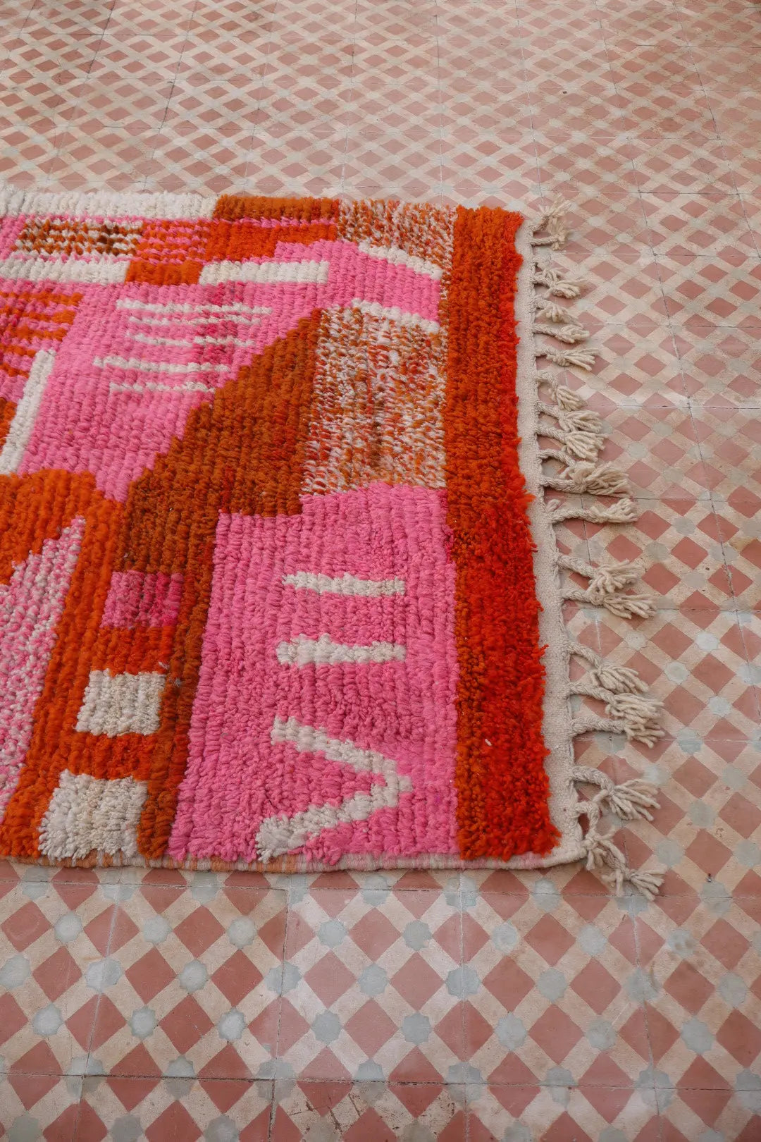 Alfombra Bereber Boujad Colorida Naranja y Rosa - 153 × 195 cm Néda