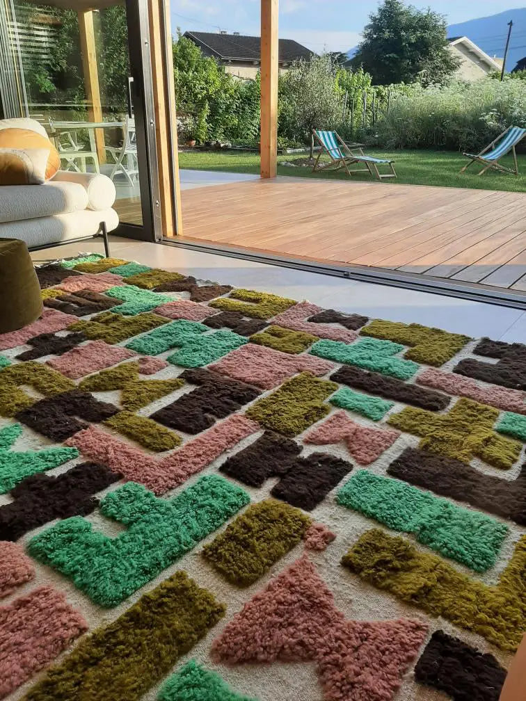 Tapis Berbère Béni Ouarain Coloré à Reliefs - SUR-MESURE Néda