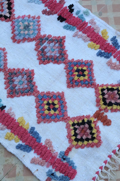 Tapis Berbère Boucherouite Coloré – Coton recyclé et lavable - 72 x 110 cm Néda