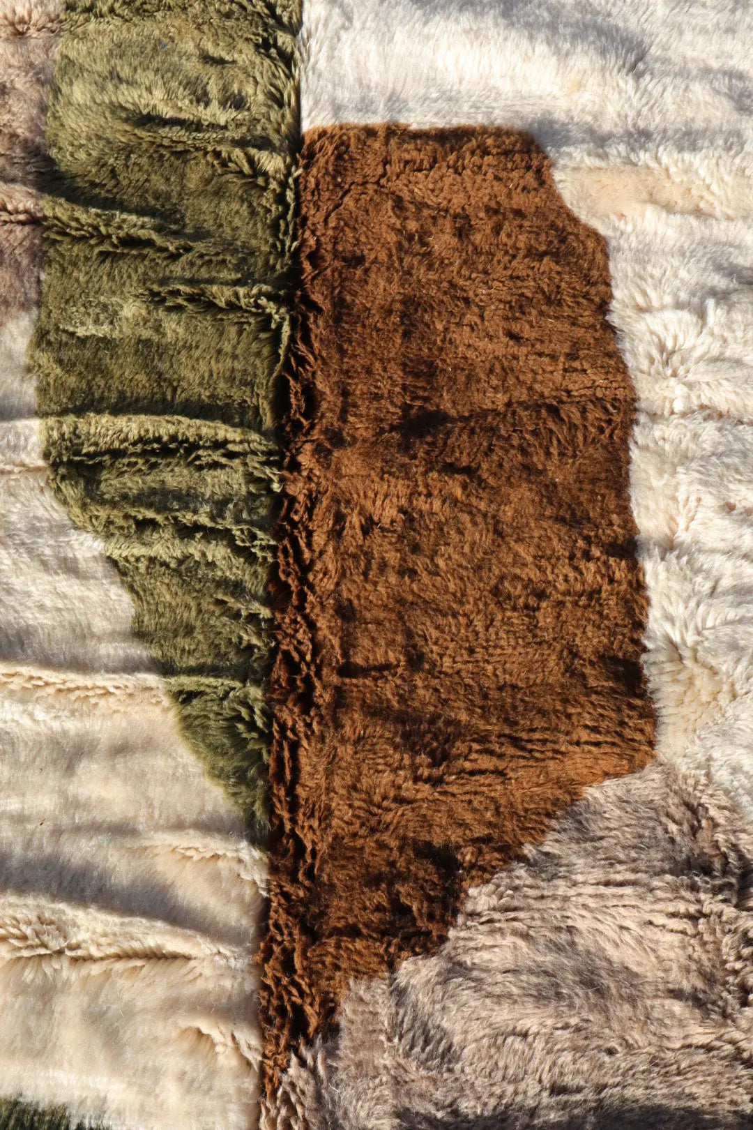 Tapis Berbère Mrirt Moderne Kaki Crème Marron - 310 x 210 cm Néda