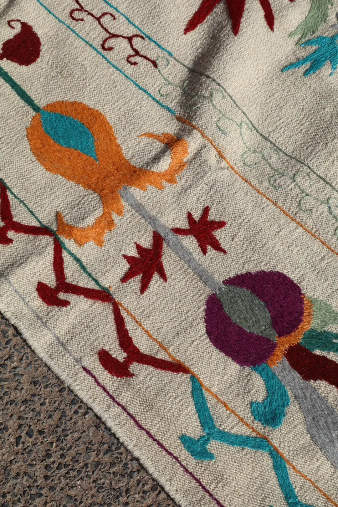 Tapis Kilim Suzani Blanc Bleu Multicolore – 240x 170 cm Néda