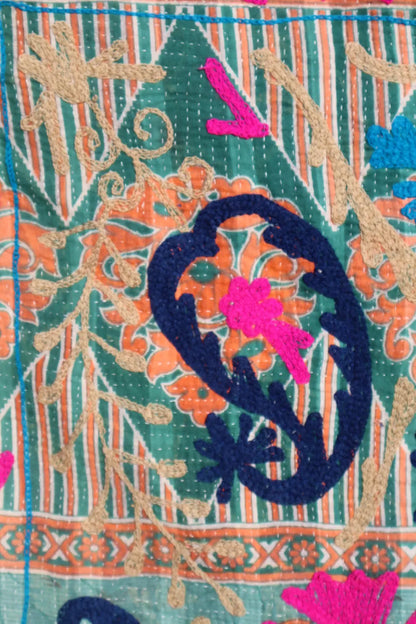 Kantha Suzani indien Brodé Multicolore Bleu– Coton Néda