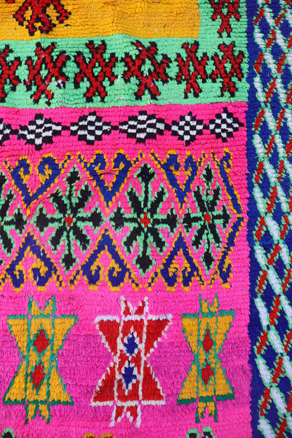 Tapis Berbère Azilal Couloir Vintage Fluo- 327 x 128 cm Néda