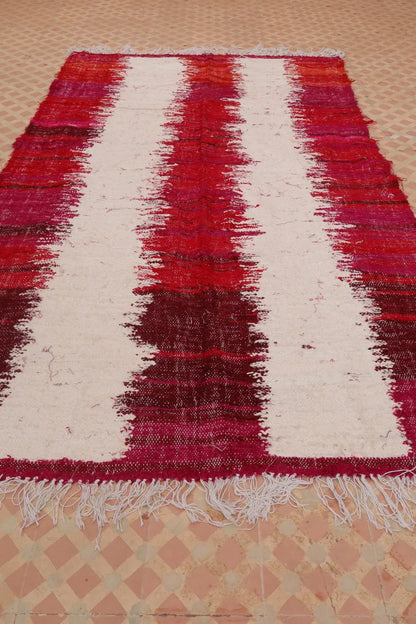 Tapis Berbère Kilim Boucherouite Bordeaux et Blanc - 236 x 139 cm Néda