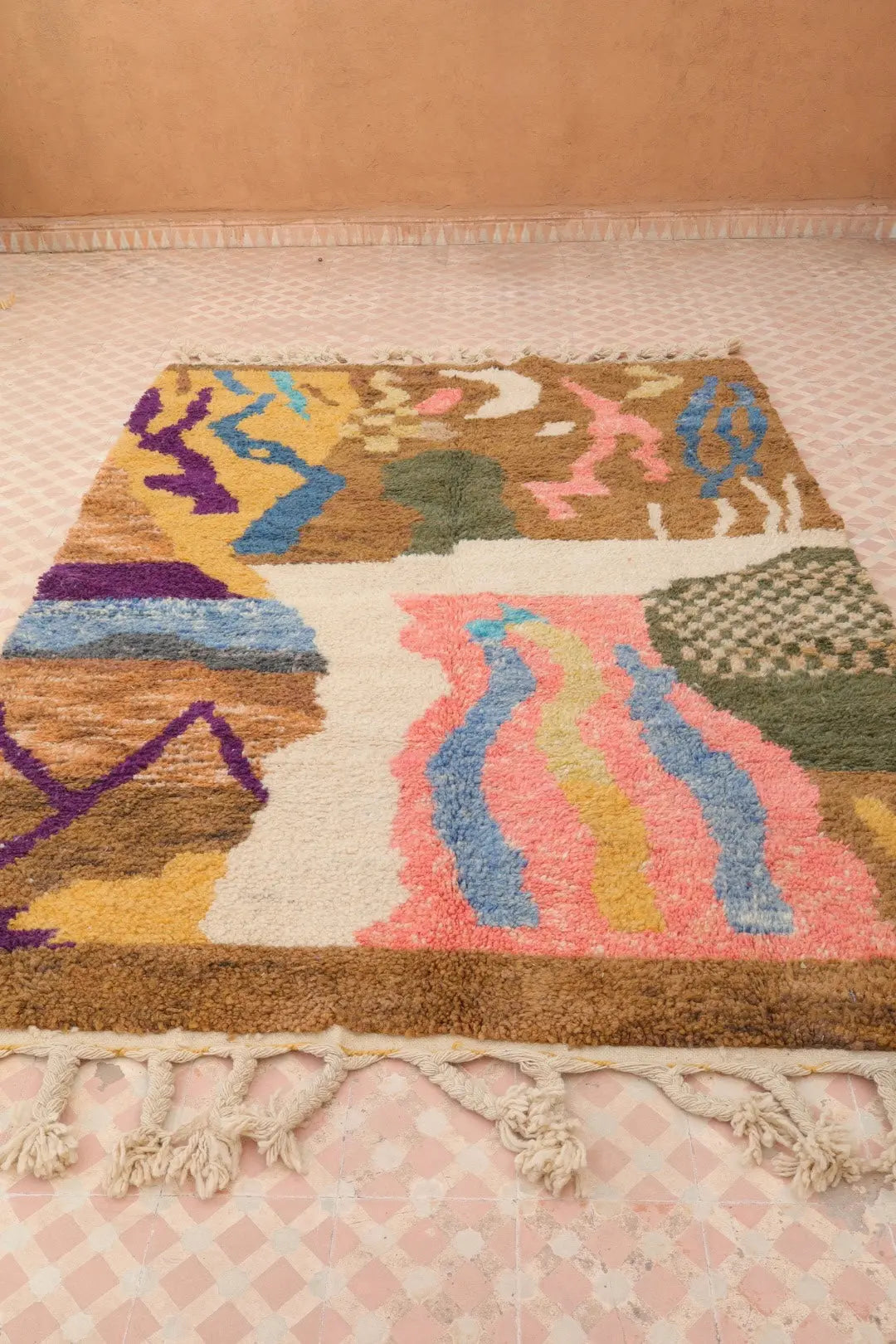 Tapis Berbère Abstrait Coloré Béni Ouarain Qualité Supérieure - 208 x 153 cm Néda