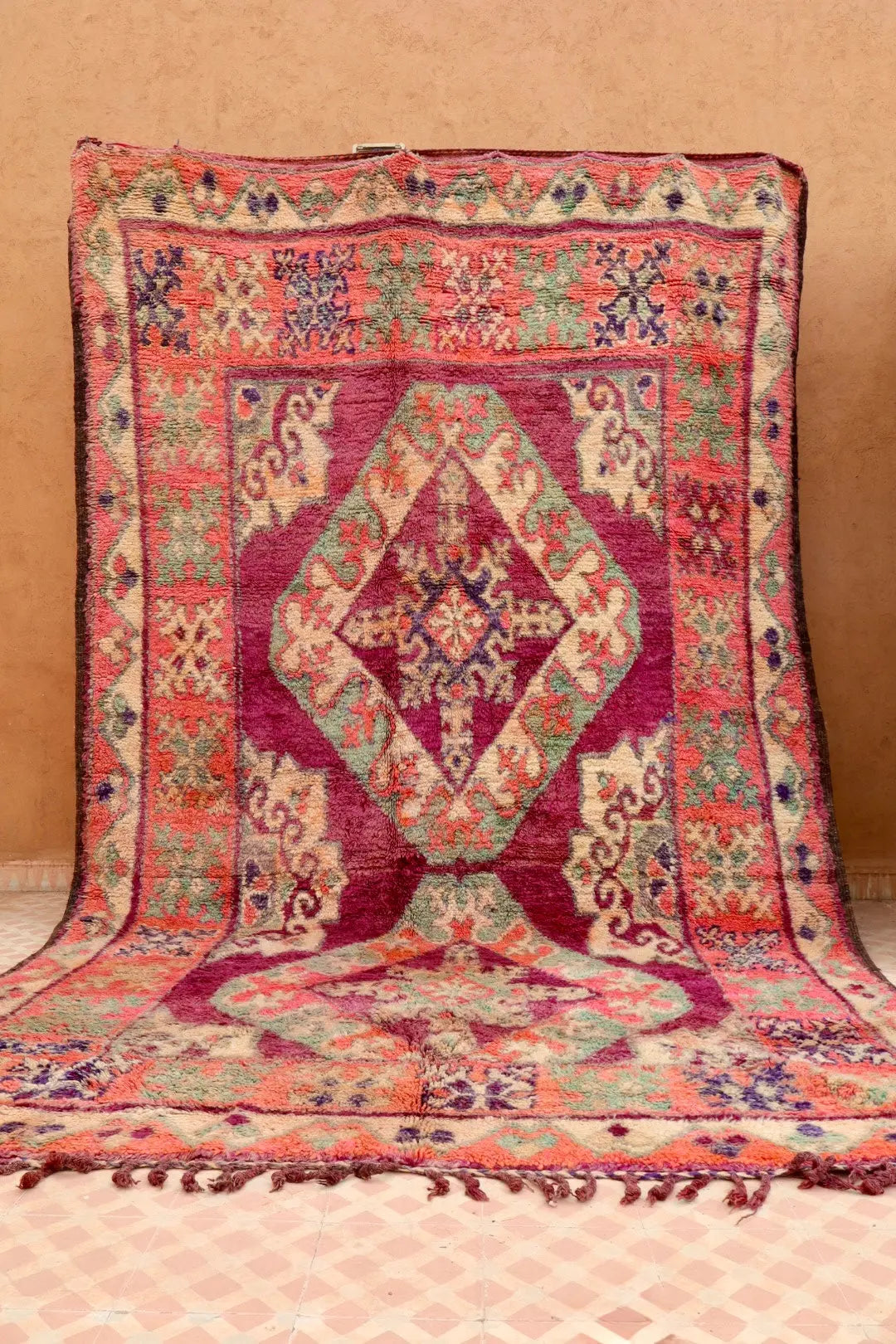 Tapis Berbère Boujaad Antique Violet Rose - 340 x 200 cm Néda