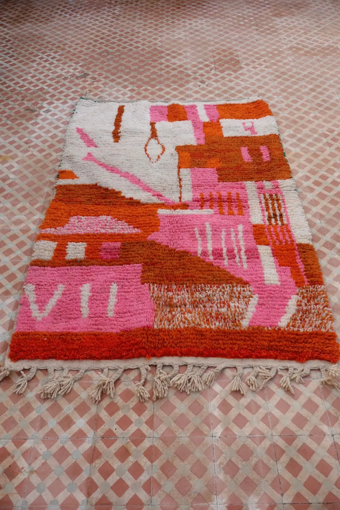 Alfombra Bereber Boujad Colorida Naranja y Rosa - 153 × 195 cm Néda
