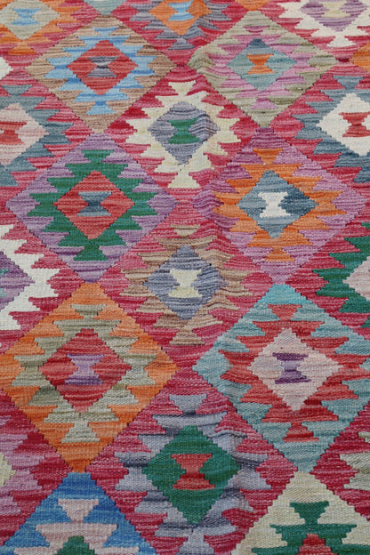 Alfombra de kilim afgano multicolor tradicional - 295 x 219 cm