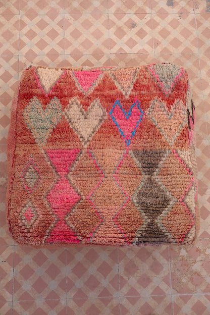 Pouf Berbère Coloré Rose et Bleu Néda