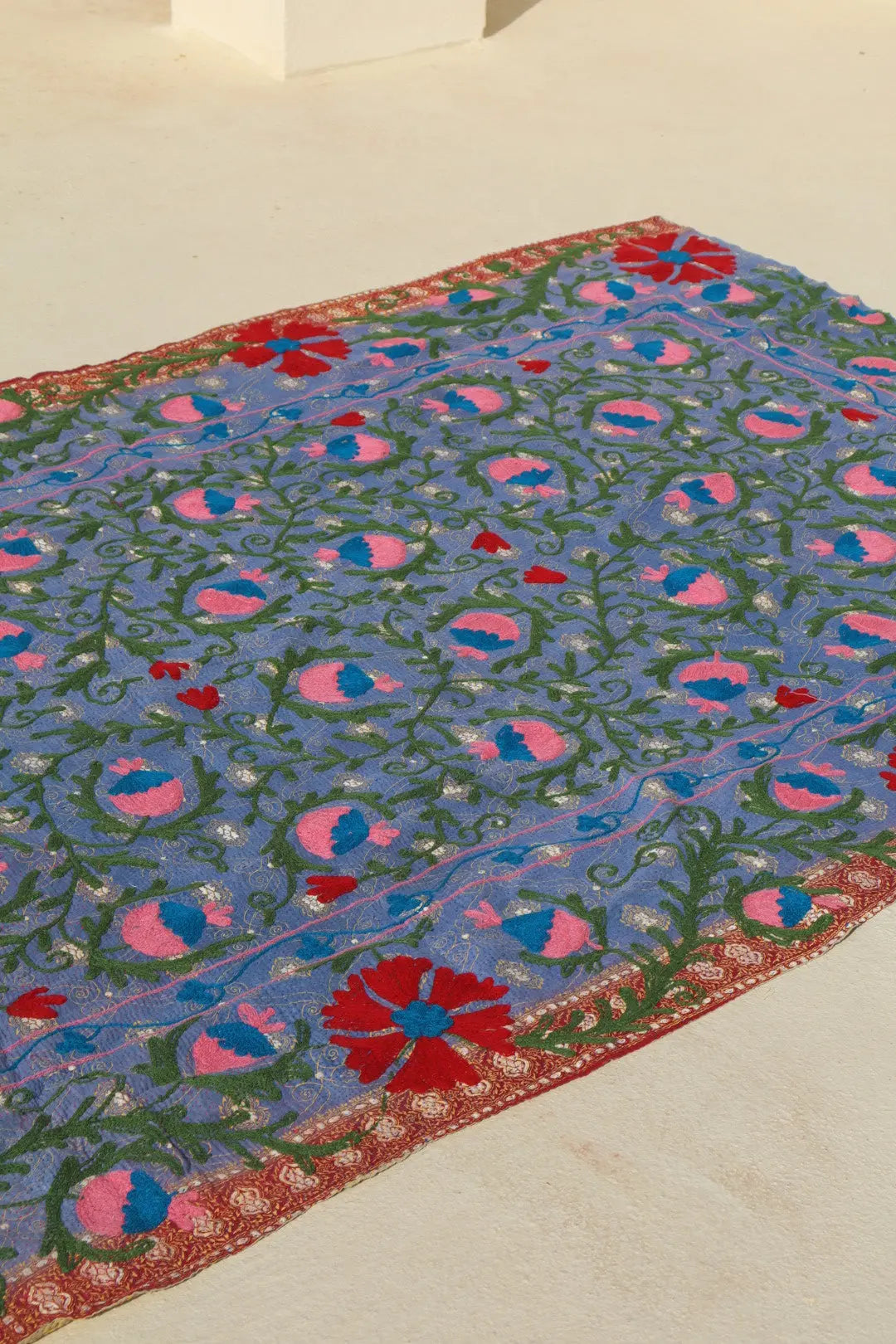 Kantha Suzani indien Brodé Multicolore Lilas– Coton Néda