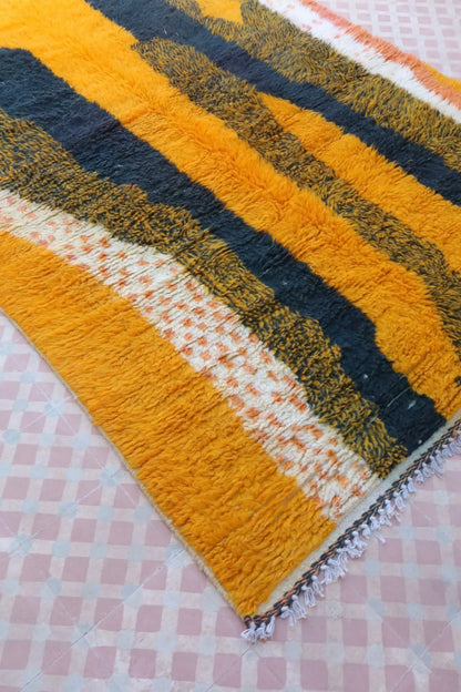 Tapis Berbère Coloré Azilal Jaune et Noir Qualité Supérieure - 258 x 156 cm Néda