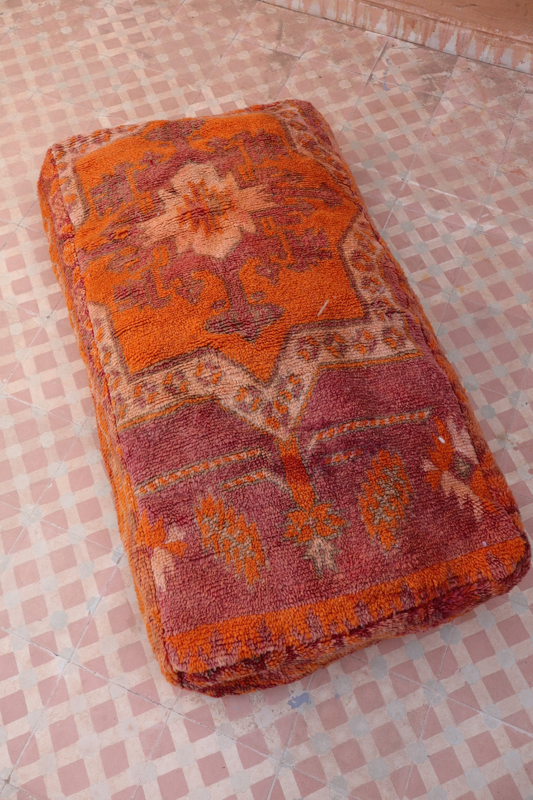 Pouf Berbère XL Terracotta et Orange Néda