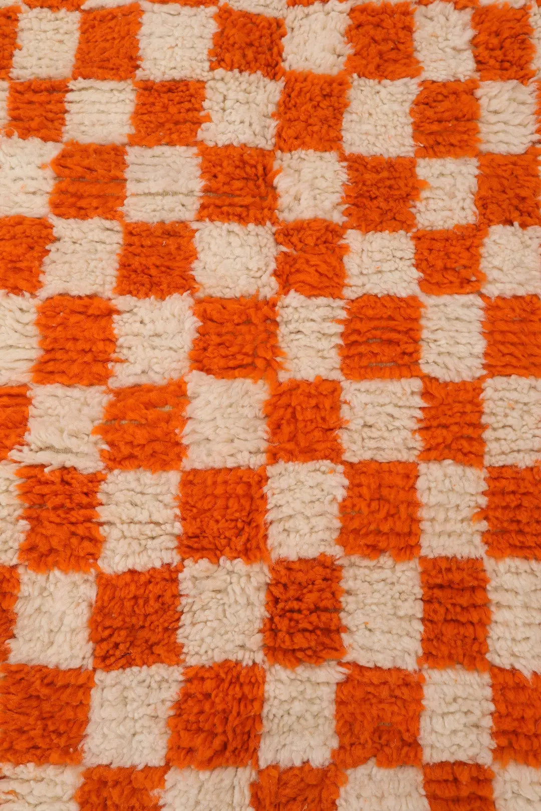 Tapis Berbère à Damiers Orange Béni Ouarain- 208 x 153 cm Néda