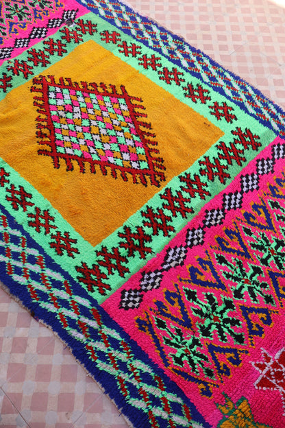 Tapis Berbère Azilal Couloir Vintage Fluo- 327 x 128 cm Néda