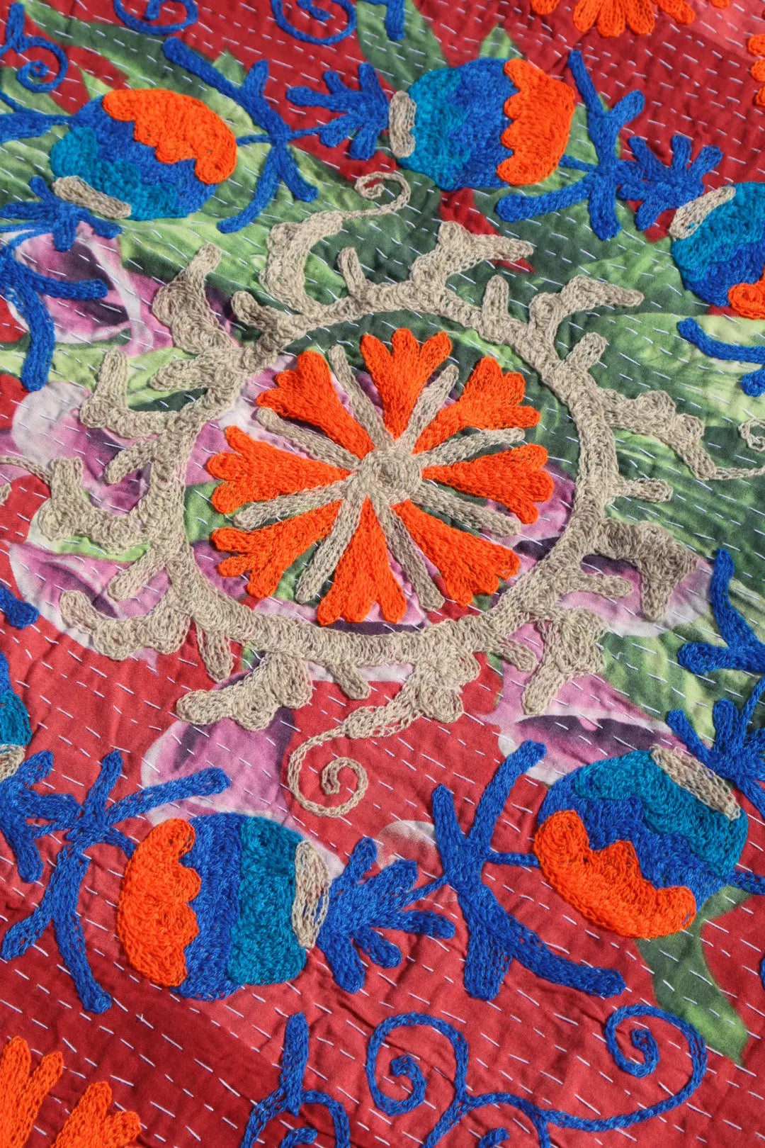 Kantha Suzani indien Brodé Multicolore – Coton Néda