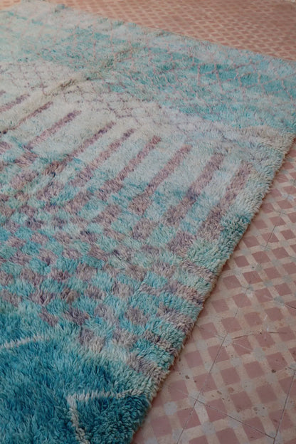 Tapis Berbère Coloré Bleu Béni Ouarain Qualité Supérieure - 290 x 212 cm Néda