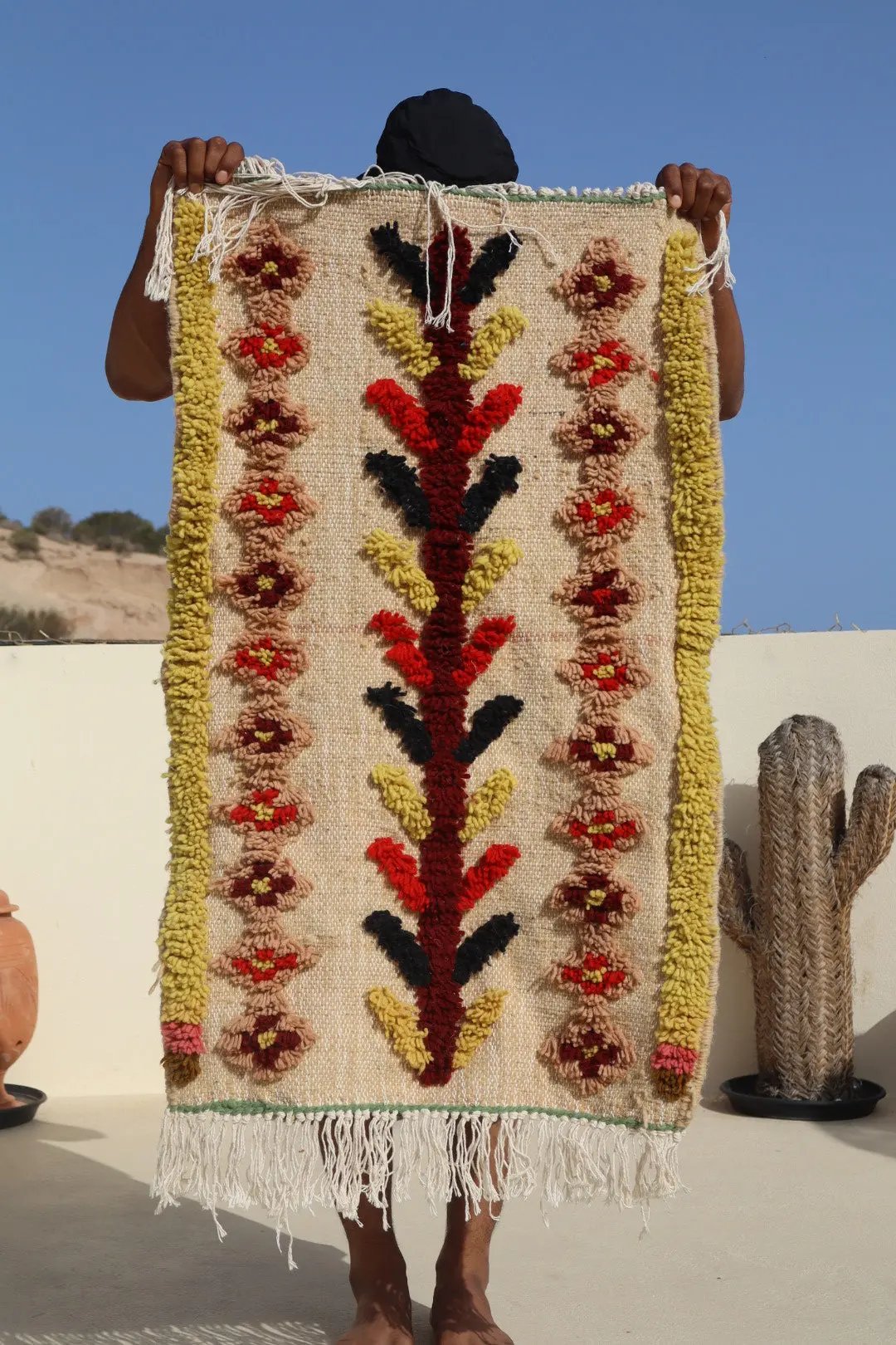 Tapis Berbère Coloré Azilal à Reliefs - 106 x 65 cm Néda