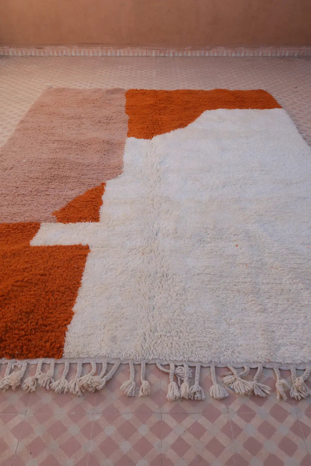 Tapis Berbère Coloré Contemporain Terracotta & Rose Poudré - 293 x 203 cm Néda