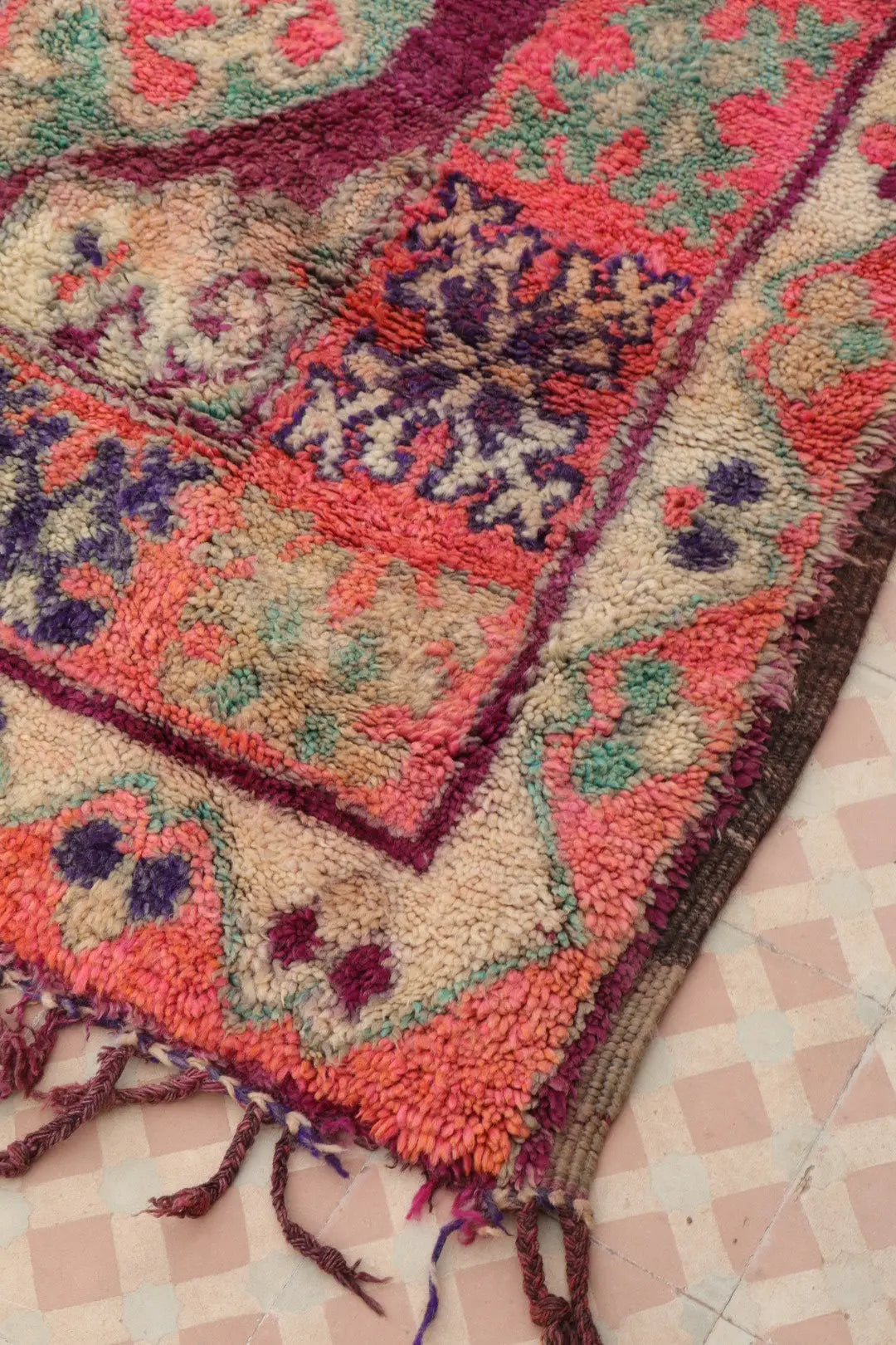 Tapis Berbère Boujaad Antique Violet Rose - 340 x 200 cm Néda