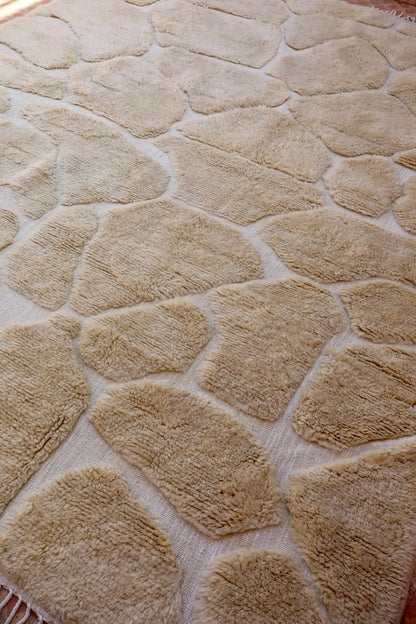 Tapis Berbère Béni Ouarain Blanc Moderne à Reliefs Qualité Supérieure- 310 x 256 cm Néda