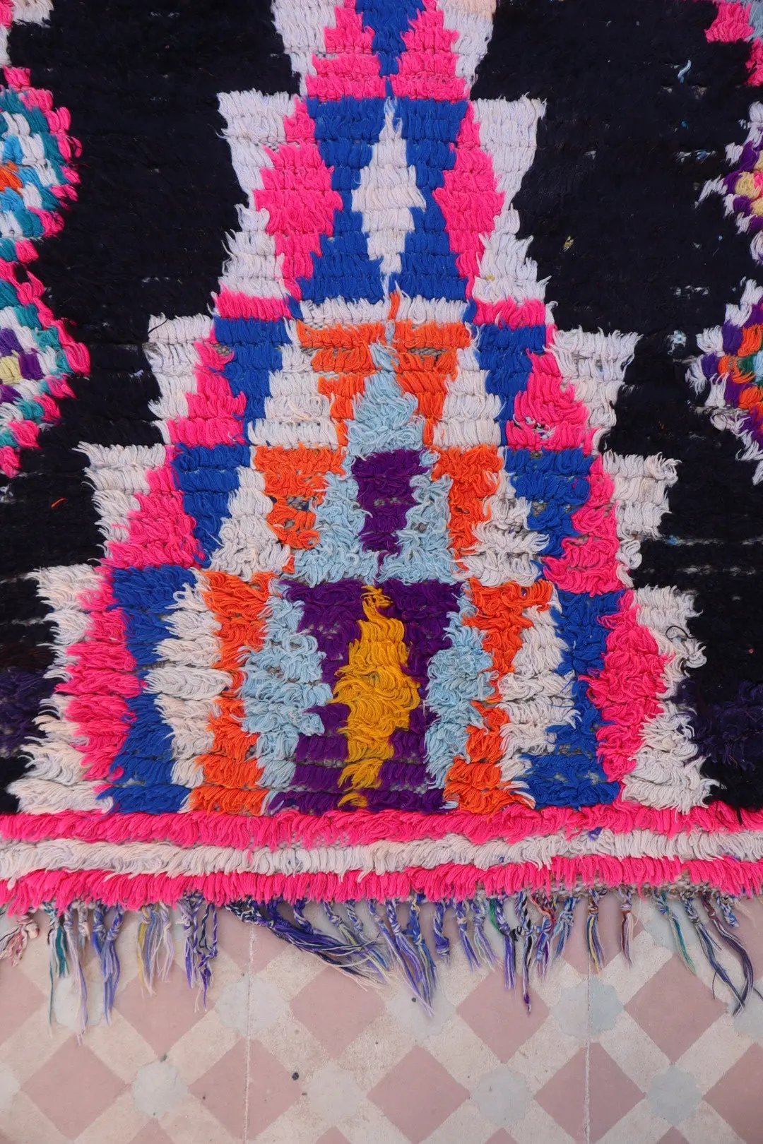 Tapis Berbère Azilal Vintage de Couloir Bleu Nuit Multicolore - 238 x 87 cm Néda