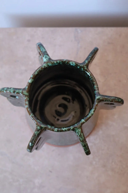 Vase Sculptural Bi Matières Vert Moucheté- SABI Néda