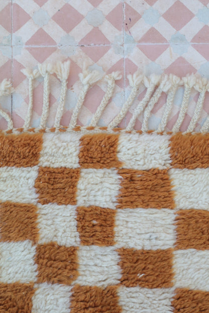 Alfombra Bereber a Cuadros Invertidos Marrones Azilal - 206 x 154 cm Néda