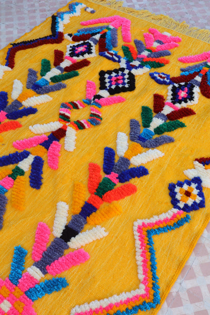 Bunter Berberteppich Sonnengelb Fluomuster- 190 x 142 cm Néda