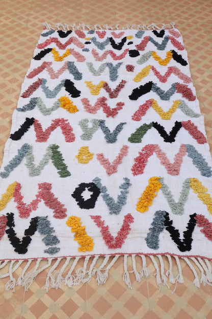 Tapis Berbère Boucherouite Coloré Géométrique – Coton recyclé et lavable - 165 x 93 cm Néda