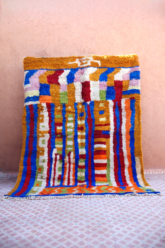 Tapis Berbère Boujad Jaune Moutarde Multicolore - 255 x 198 cm