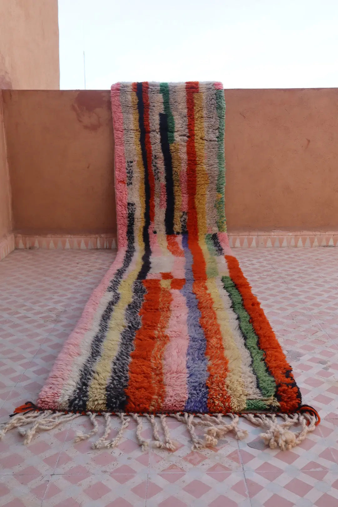 Tapis berbère long multicolore tapis Mrirt de couloir tapis couloir coloré 