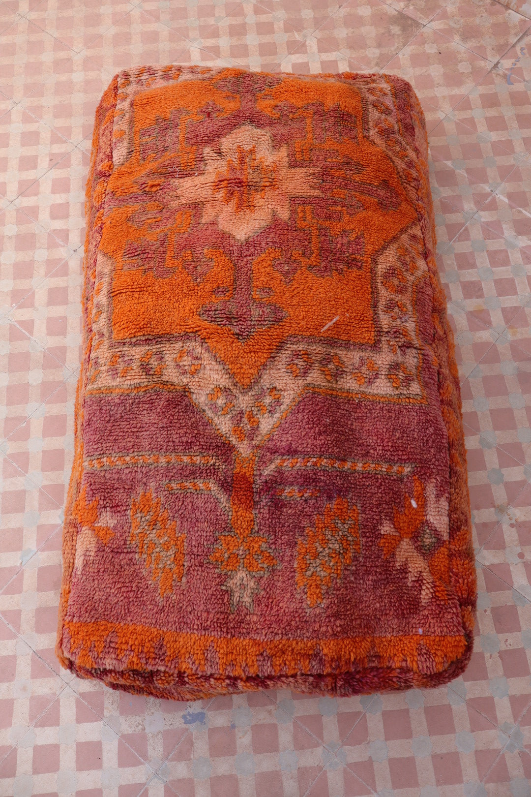 Pouf Berbère XL Terracotta et Orange Néda