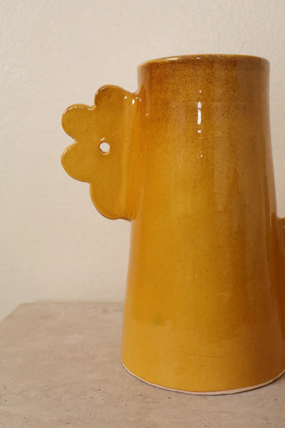 Vase Abstrait en Céramique Jaune Moutarde Fait-Main Fleurs - DAISY © Néda