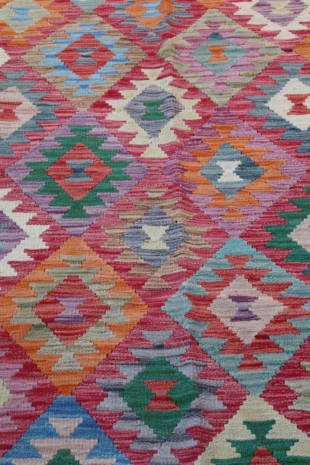 Traditional multicolored Afghan kilim carpet - 295 x 219 cm