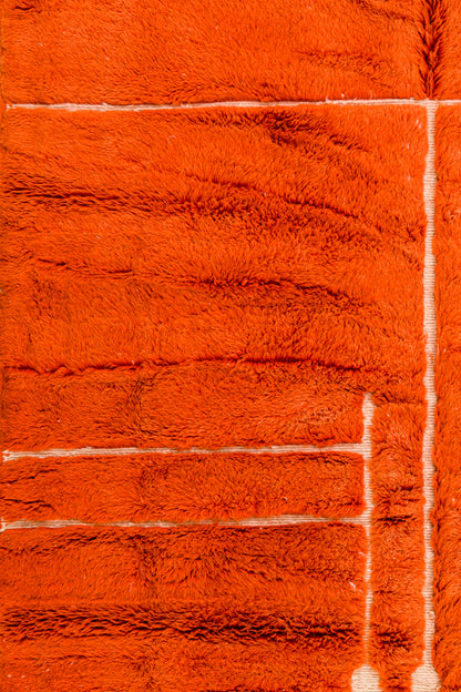 Tapis Berbère Mrirt Coloré Orange Terracotta Reliefs - 304 x 204 cm