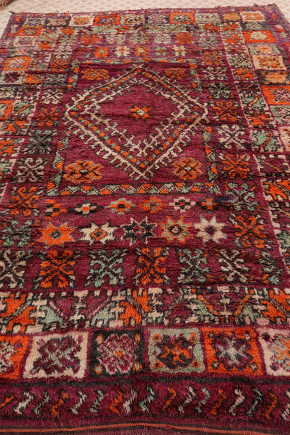 Berbertapijt Boujaad Antiek Bordeaux Oranje - 276 x 197 cm