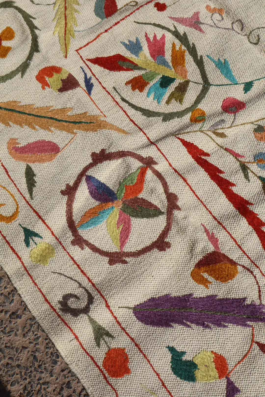 Tapis Kilim Suzani Blanc Multicolore – 238 x 159 cm Néda