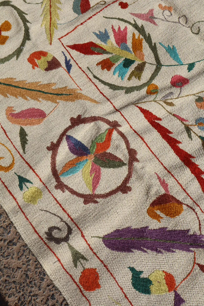 Tapis Kilim Suzani Blanc Multicolore – 238 x 159 cm Néda