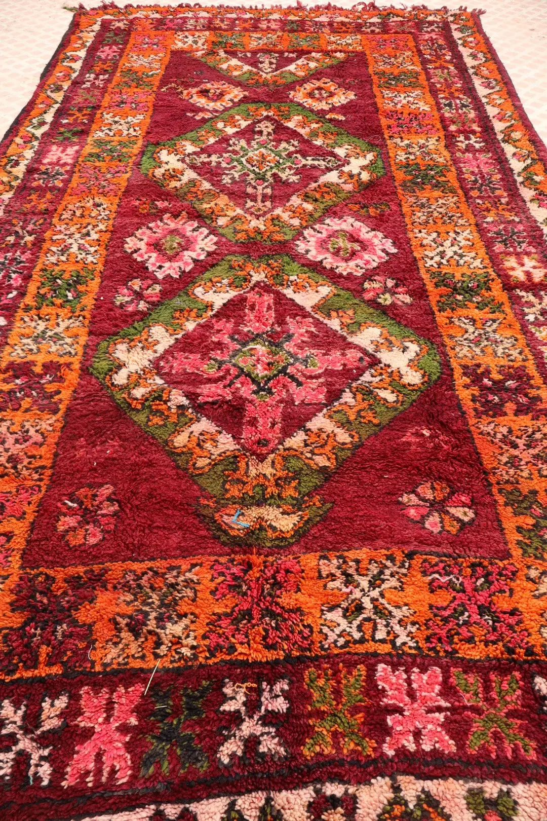 Tapis Berbère Boujaad Antique Bordeaux Orange - 392 x 204 cm Néda