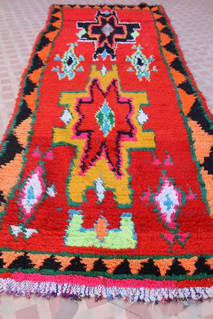 Tapis Berbère Azilal Vintage de Couloir Coloré Rouge Multicolore - 226 x 77 cm Néda