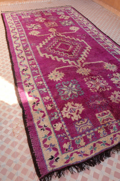 Berbertapijt Boujaad Antiek Violet Magenta Gekleurde patronen - 385 x 173 cm