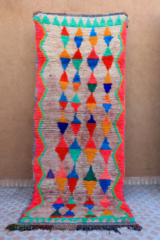 Moquette berbero azilal in terracotta fluo color motivi - 220 x 90 cm