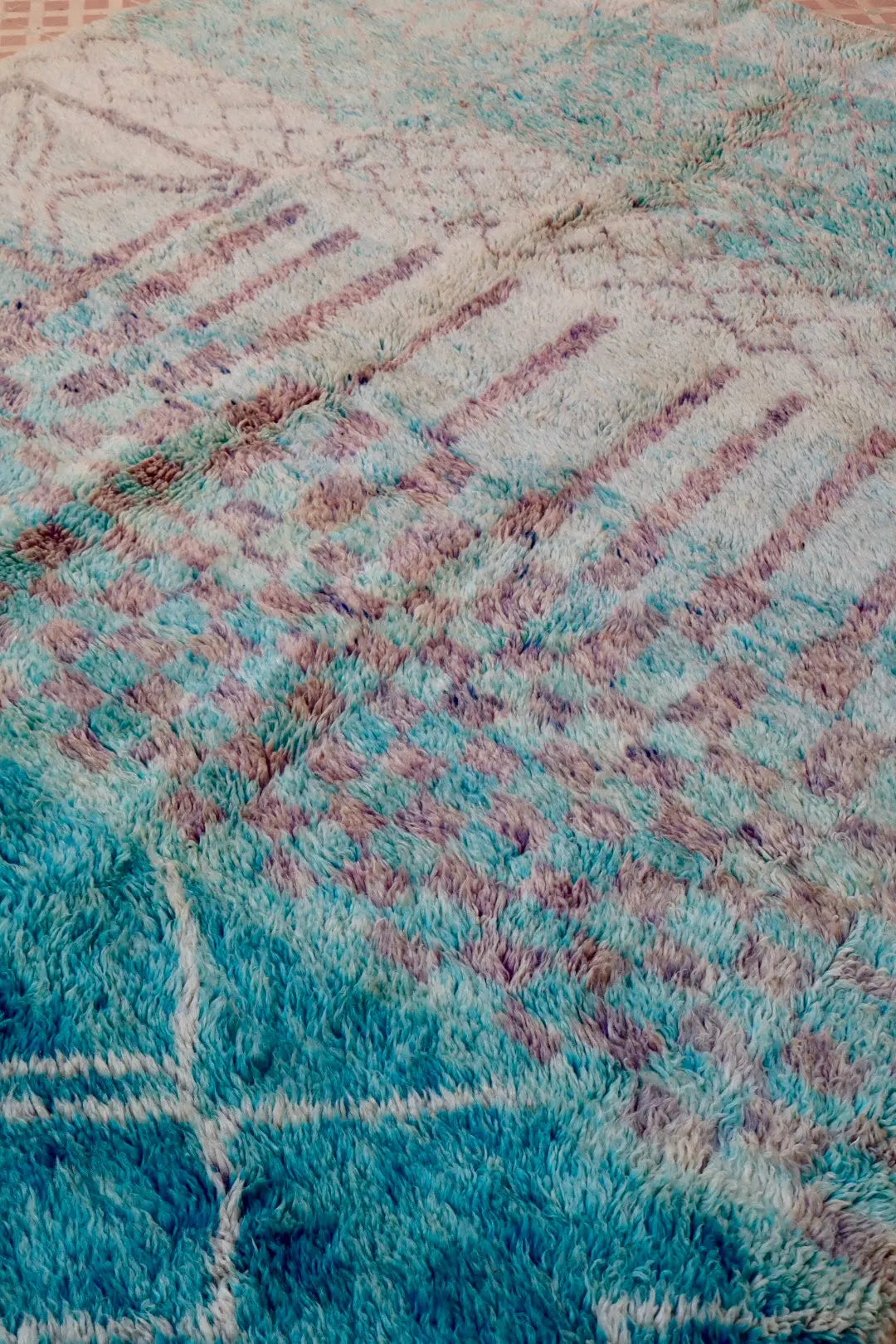 Tapis Berbère Coloré Bleu Béni Ouarain Qualité Supérieure - 290 x 212 cm Néda