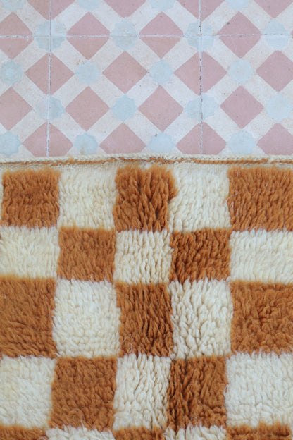 Alfombra Bereber a Cuadros Invertidos Marrones Azilal - 206 x 154 cm Néda