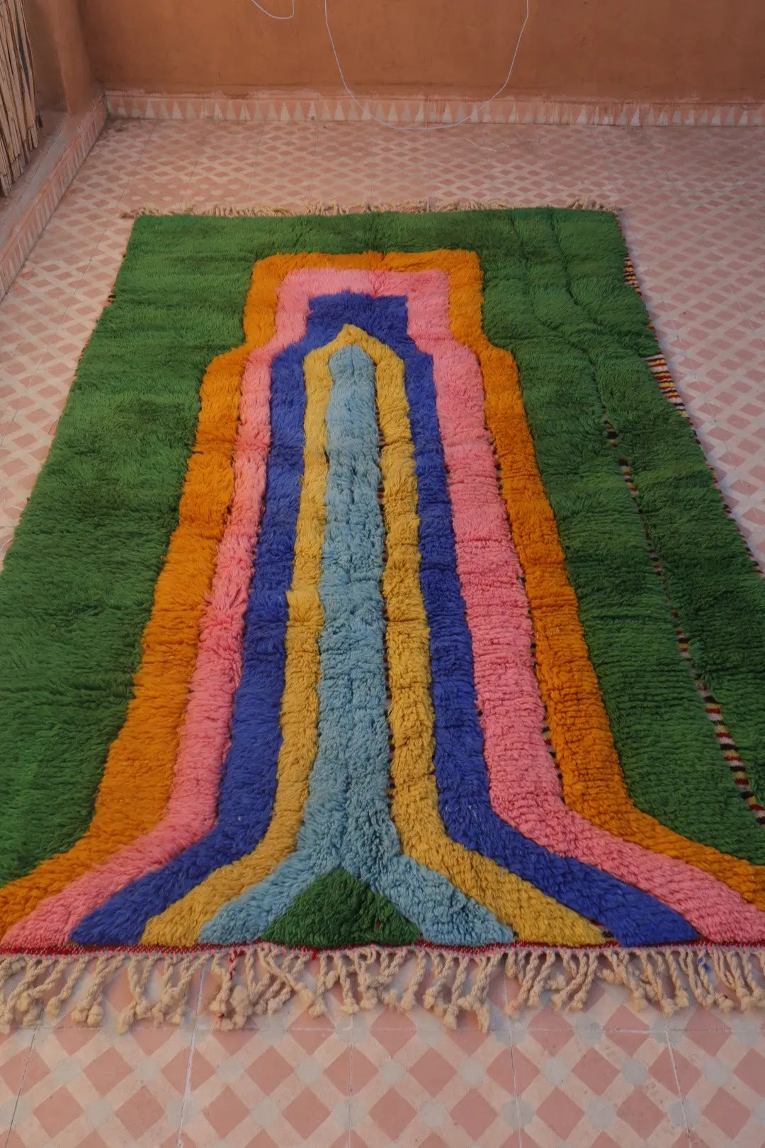 Tapis Berbère Béni Ouarain Moderne Coloré  À Reliefs - 257 x 147 cm Néda