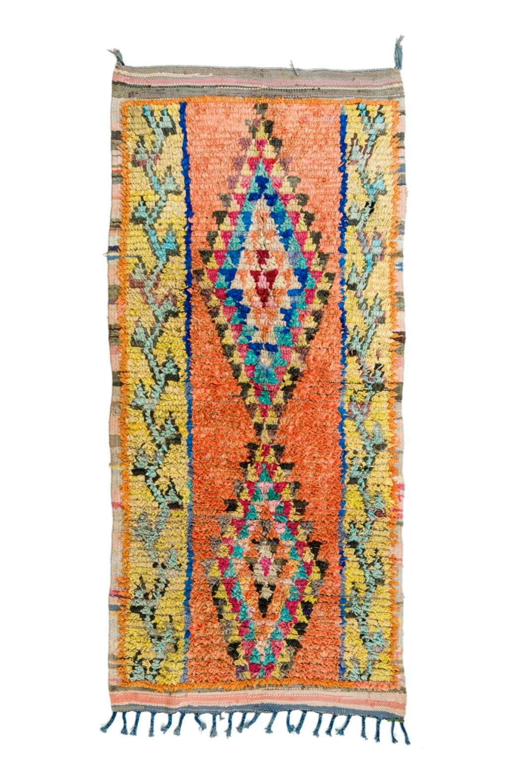 Tapis Berbère Boucherouite Ancien Coloré Orange - 268 x 130 cm Néda